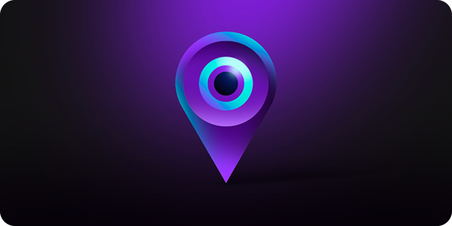 Map marker with eye illustration